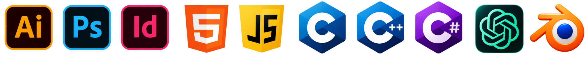 Herramientas y tecnologías: Illustrator, Photoshop, InDesign, HTML5, JavaScript, C, C++, C#, inteligencia artificial y Blender