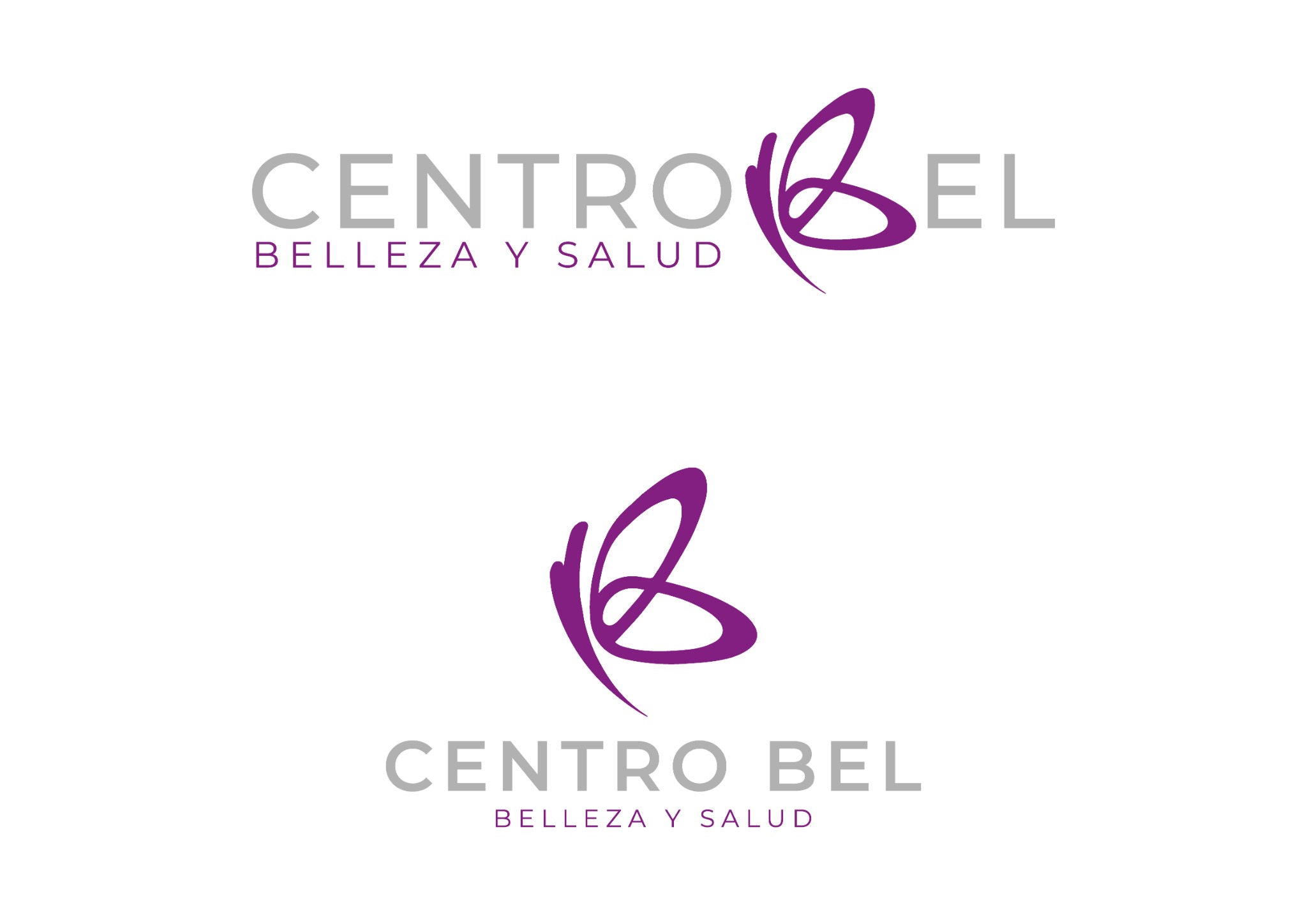 Versiones horizontal y vertical del logotipo CentroBel Belleza y Salud