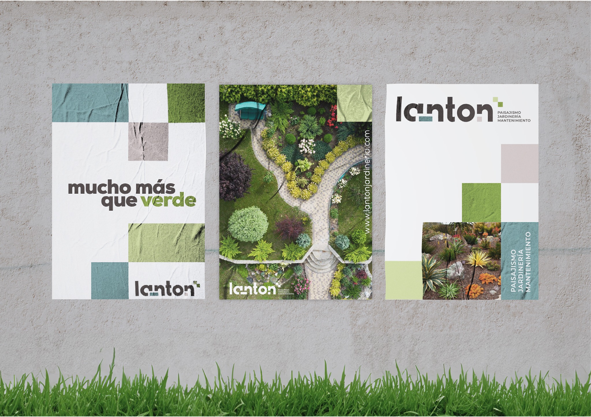 Aplicación de la identidad Lanton en piezas promocionales de jardinería