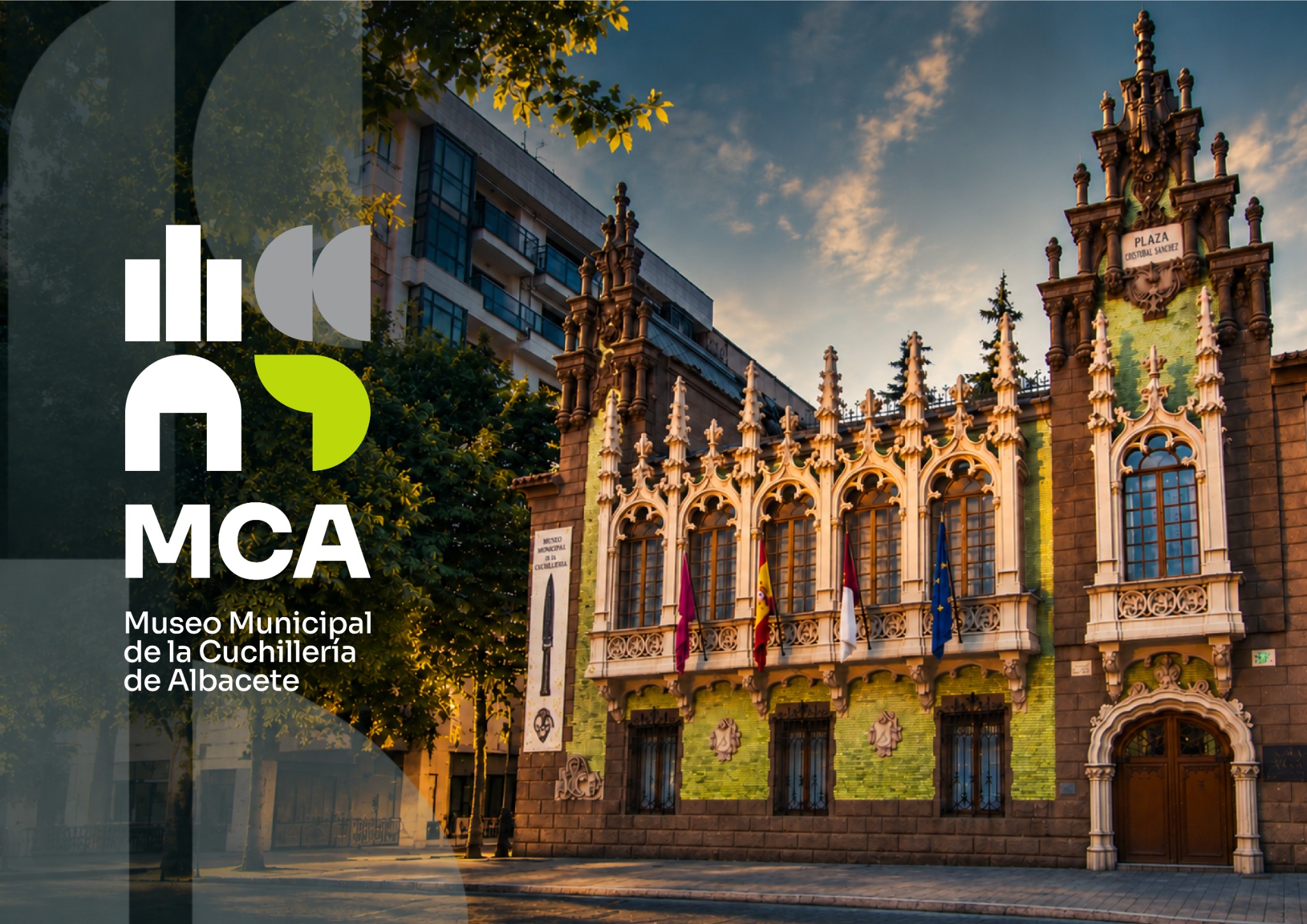 Logotipo propuesto para el Museo Municipal de la Cuchillería de Albacete sobre fondo blanco