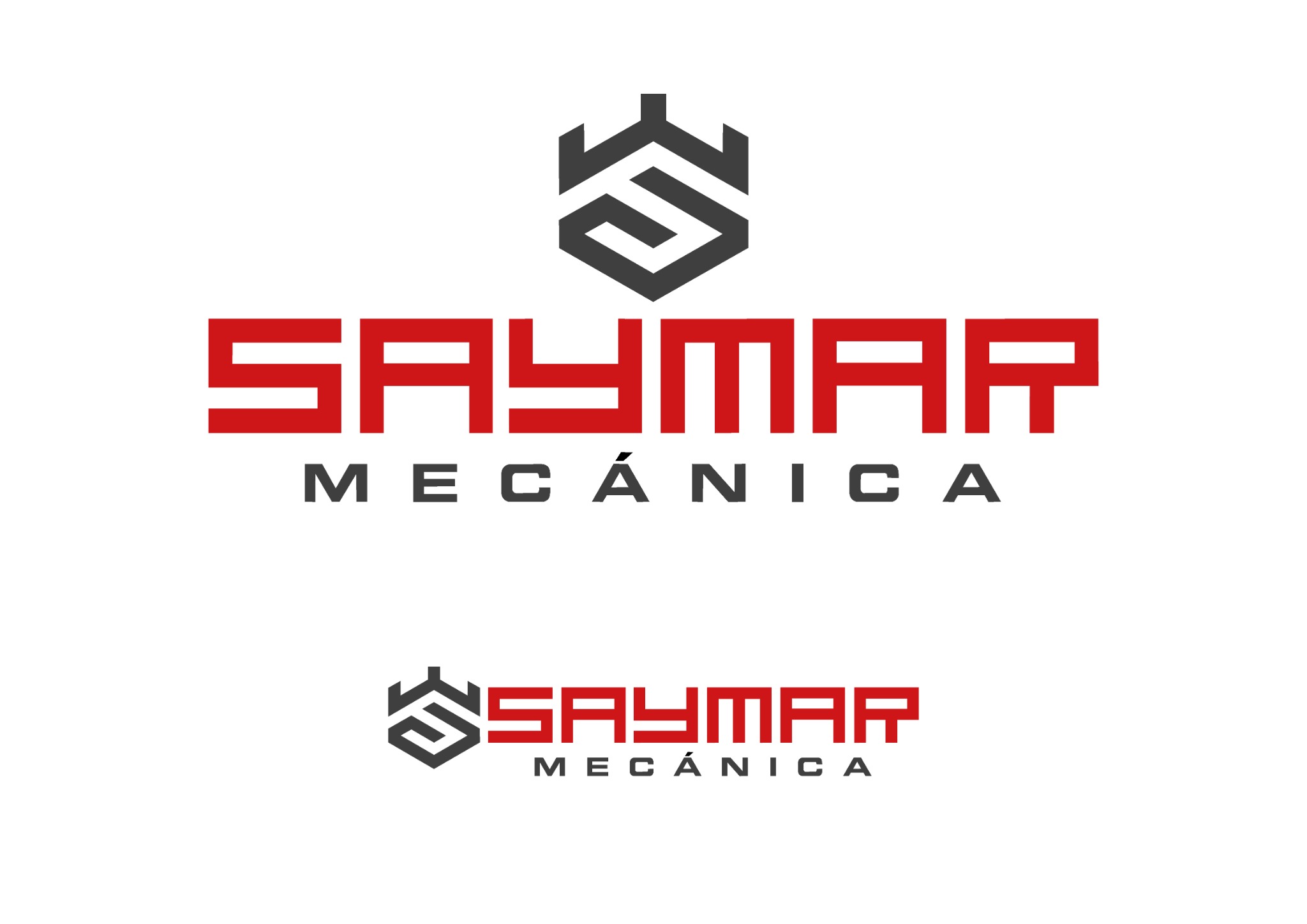 Versiones vertical y horizontal del logotipo Saymar Mecánica
